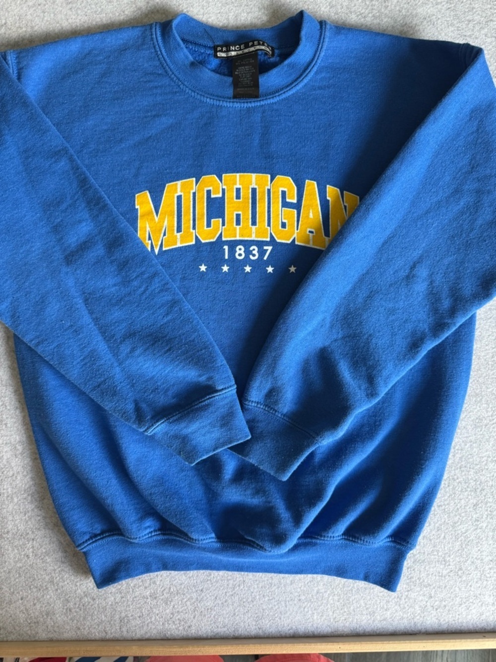 Prince Peter Collection Blue Sweatshirt with Yellow "Michigan 1837" Print - Picture 2 of 4
